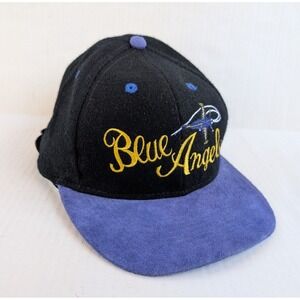 Vintage Blue Angels Wool Blend Hat Snapback Black Blue Otto Cap Us Navy Jet